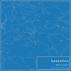Blueprint US city map of Lewiston, California.