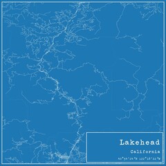 Blueprint US city map of Lakehead, California.