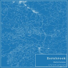 Blueprint US city map of Hornbrook, California.