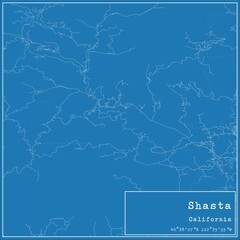 Blueprint US city map of Shasta, California.