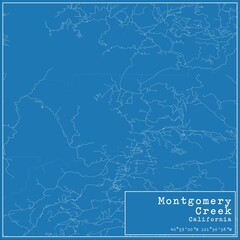 Fototapeta premium Blueprint US city map of Montgomery Creek, California.