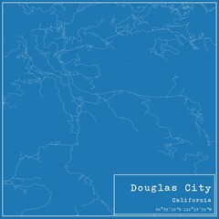 Blueprint US city map of Douglas City, California.