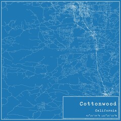 Blueprint US city map of Cottonwood, California.