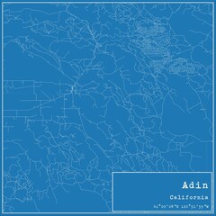 Blueprint US city map of Adin, California.