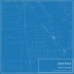 Blueprint US city map of Gerber, California.