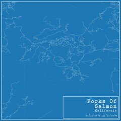 Blueprint US city map of Forks Of Salmon, California.