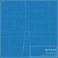 Blueprint US city map of Artois, California.