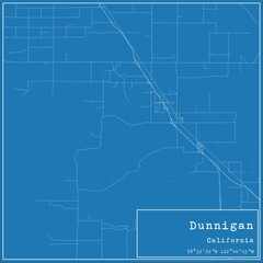 Blueprint US city map of Dunnigan, California.