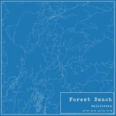 Blueprint US city map of Forest Ranch, California. - obrazy, fototapety, plakaty