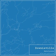 Fototapeta premium Blueprint US city map of Downieville, California.