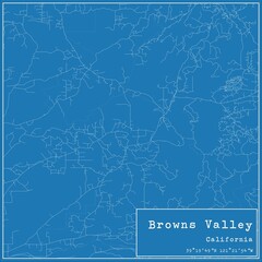 Blueprint US city map of Browns Valley, California.