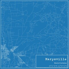 Blueprint US city map of Marysville, California. - obrazy, fototapety, plakaty