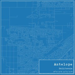 Blueprint US city map of Antelope, California.