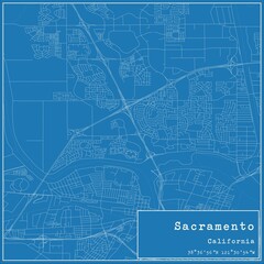 Blueprint US city map of Sacramento, California. - obrazy, fototapety, plakaty