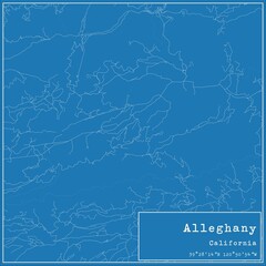 Blueprint US city map of Alleghany, California.