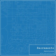 Fototapeta premium Blueprint US city map of Sacramento, California.