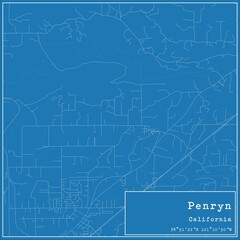 Obraz premium Blueprint US city map of Penryn, California.