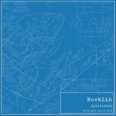 Blueprint US city map of Rocklin, California.