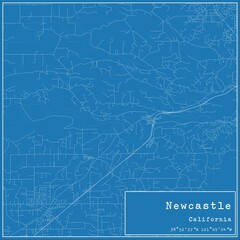 Blueprint US city map of Newcastle, California.