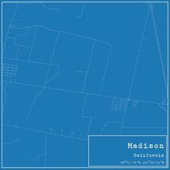 Fototapeta premium Blueprint US city map of Madison, California.