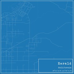 Blueprint US city map of Herald, California.