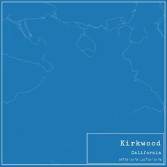 Blueprint US city map of Kirkwood, California.