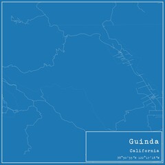 Blueprint US city map of Guinda, California.