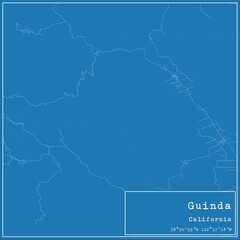 Obraz premium Blueprint US city map of Guinda, California.