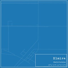Blueprint US city map of Elmira, California.
