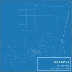 Fototapeta premium Blueprint US city map of Esparto, California.