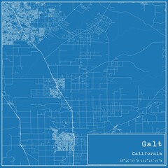 Blueprint US city map of Galt, California.