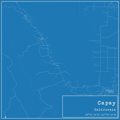 Blueprint US city map of Capay, California.