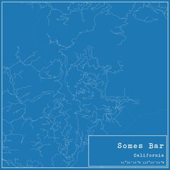 Blueprint US city map of Somes Bar, California.
