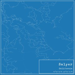 Blueprint US city map of Salyer, California.