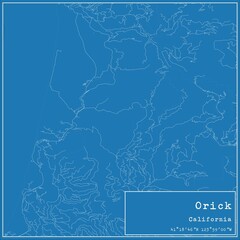 Blueprint US city map of Orick, California.