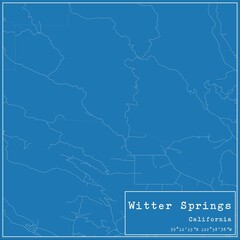 Blueprint US city map of Witter Springs, California.
