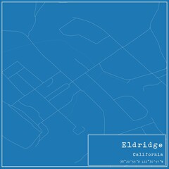 Fototapeta premium Blueprint US city map of Eldridge, California.