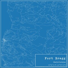 Blueprint US city map of Fort Bragg, California.