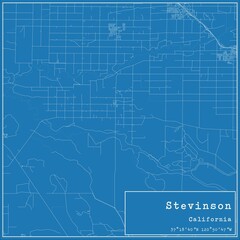 Blueprint US city map of Stevinson, California.