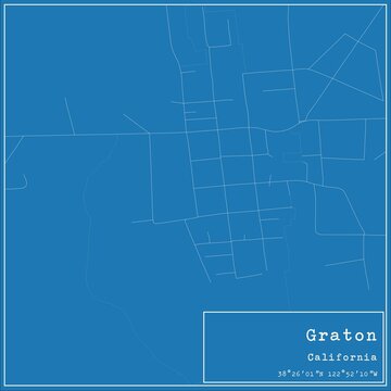 Blueprint US city map of Graton, California.