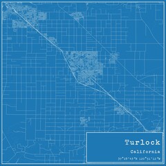 Blueprint US city map of Turlock, California. - obrazy, fototapety, plakaty