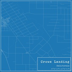 Blueprint US city map of Crows Landing, California.