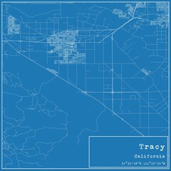 Blueprint US city map of Tracy, California.