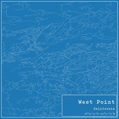 Blueprint US city map of West Point, California.