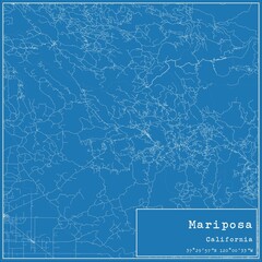 Blueprint US city map of Mariposa, California. - obrazy, fototapety, plakaty