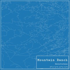 Blueprint US city map of Mountain Ranch, California.