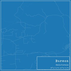 Blueprint US city map of Burson, California.