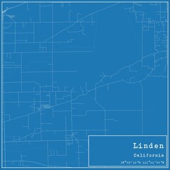 Blueprint US city map of Linden, California. - obrazy, fototapety, plakaty