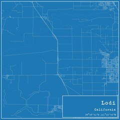 Blueprint US city map of Lodi, California. - obrazy, fototapety, plakaty