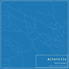 Blueprint US city map of Altaville, California.